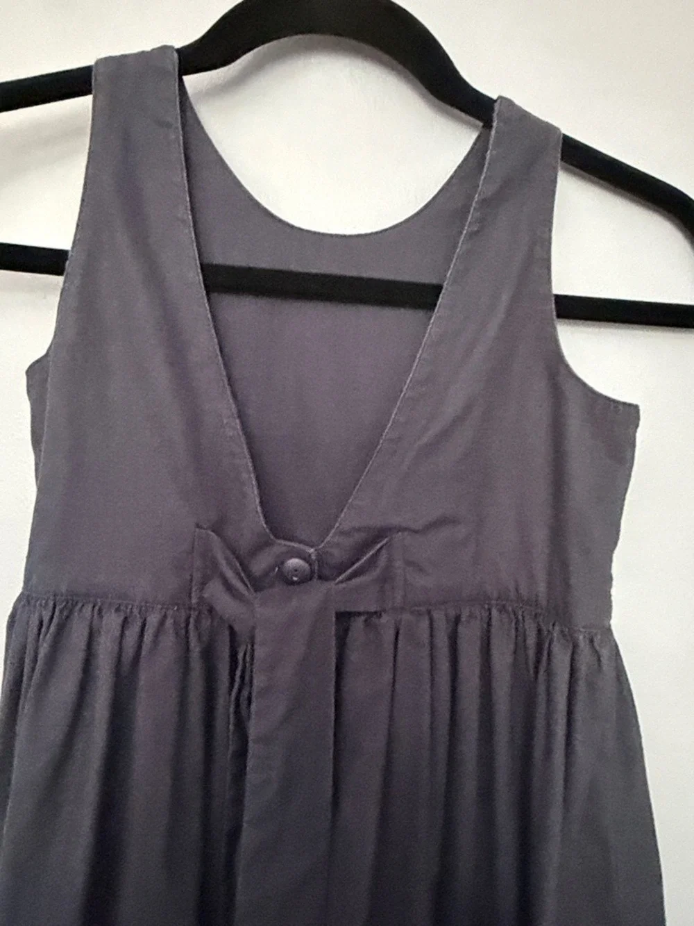 Hartstrings Girls Navy & Cream Linen Blend Dress Size 7 Sleeveless Back Tie